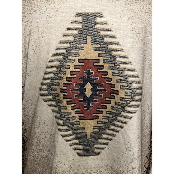 Womens Southwestern Aztec Print Shirt Size XXL Top Tan Stretch Comfort L/S - Picture 5 of 9